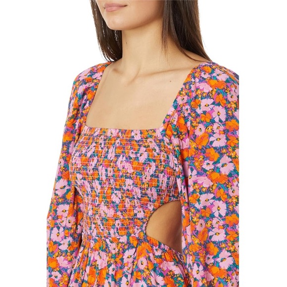 NWT $220 L*SPACE Heidi Maxi Dress Sz XL Floral Puff Sleeve Cut Out Slit Feminine - Picture 3 of 15